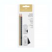 Zestaw Faber Castell ołówek temperówka gumka Sparkle Sleeve złoty
